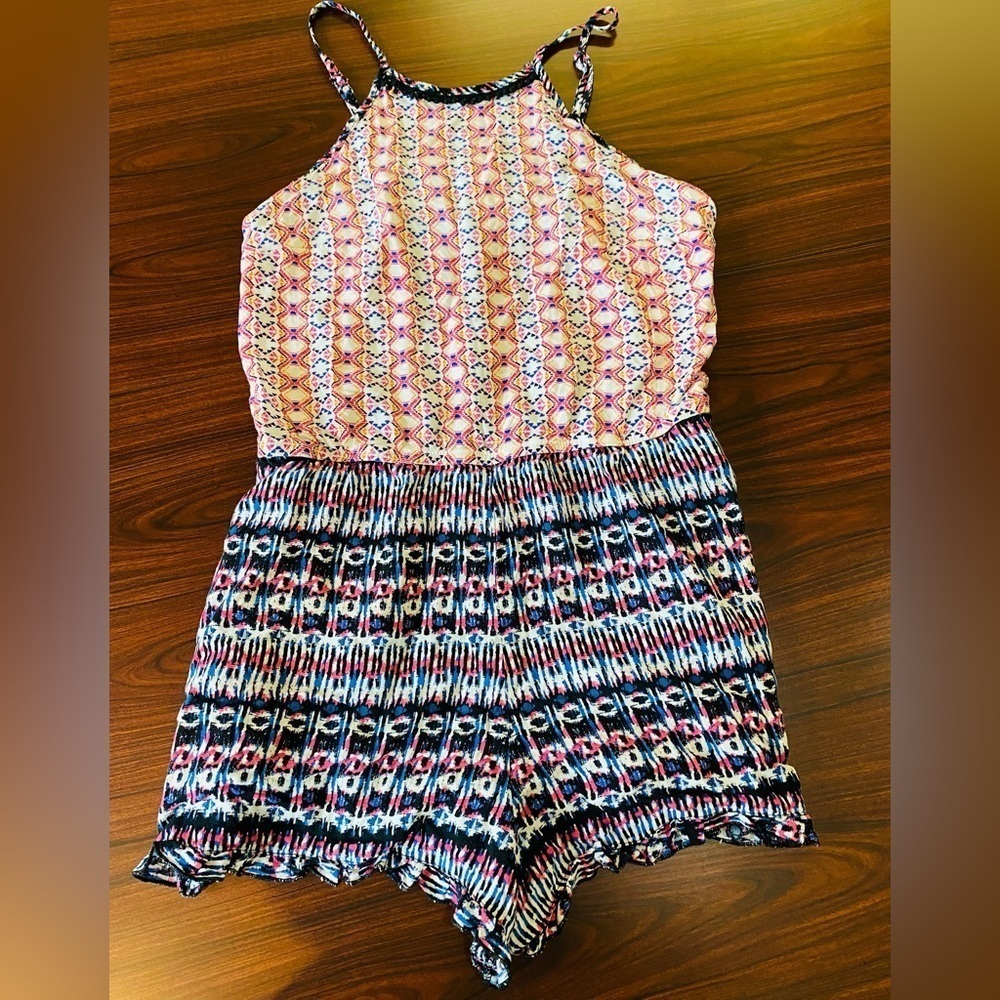 Indigo Rein Romper Womans Size Large Colorful Boho Festival Romper Shorts